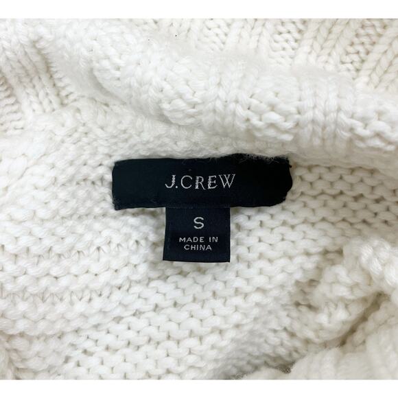J Crew Turtleneck Poncho Sweater Short Sleeve Ivory Merino Wool Blend Size Small - Picture 6 of 8